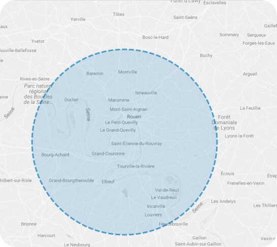 Carte de la zone d'intervention de SAS Mallet